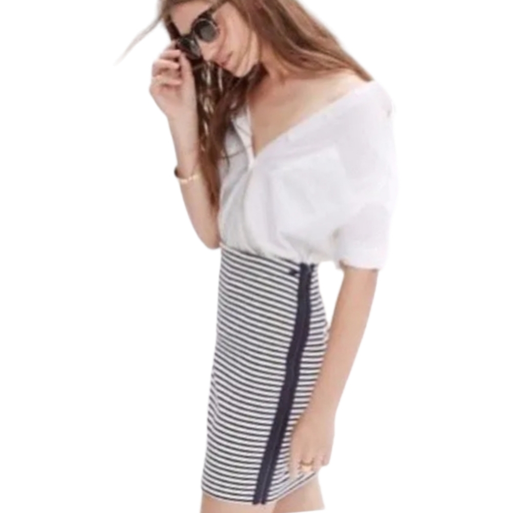 MADEWELL Eventide Striped Side Zip Body-con Mini Skirt XSmall